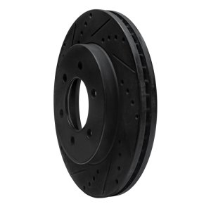 Ford E-350 Econoline Club Wagon Brake Rotor (1) - Rear Left - R1 Concepts - Drilled & Slotted - Black - `99-`07